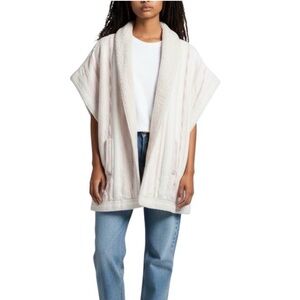 Faune Chunky Open-Front Cotton Vest Oatmeal Cream Size Medium